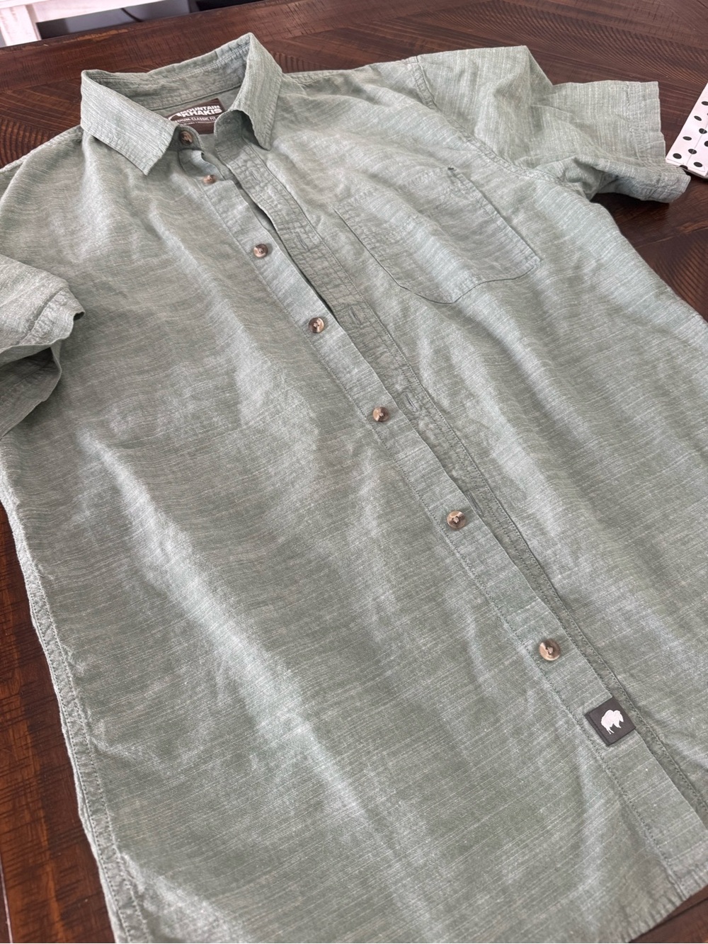 Short-Sleeve Casual Button-Down Shirt in Light Sage by mountain khakis - Picture 4 of 5
